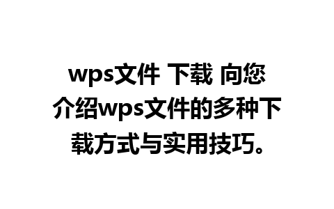 wps文件 下载 向您介绍wps文件的多种下载方式与实用技巧。