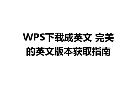 WPS下载成英文 完美的英文版本获取指南