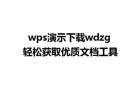 wps演示下载wdzg 轻松获取优质文档工具