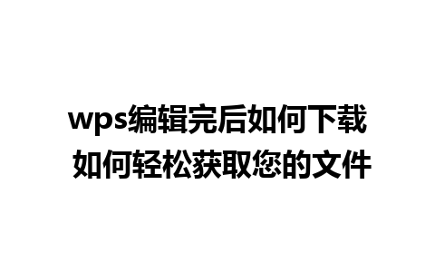 wps编辑完后如何下载 如何轻松获取您的文件