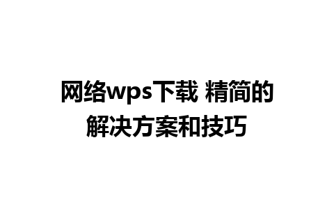 网络wps下载 精简的解决方案和技巧