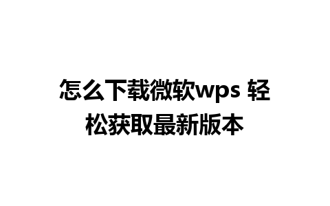 怎么下载微软wps 轻松获取最新版本