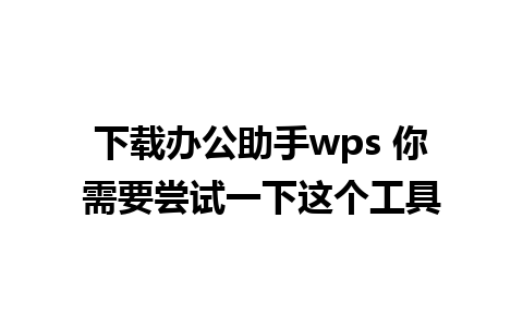 下载办公助手wps 你需要尝试一下这个工具