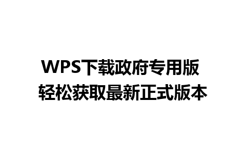 WPS下载政府专用版 轻松获取最新正式版本