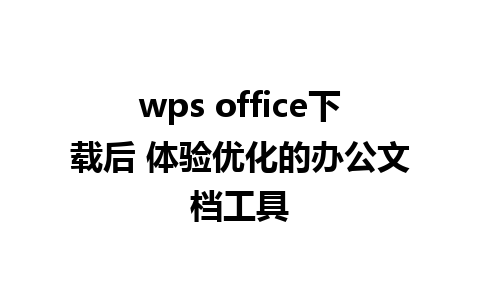 wps office下载后 体验优化的办公文档工具