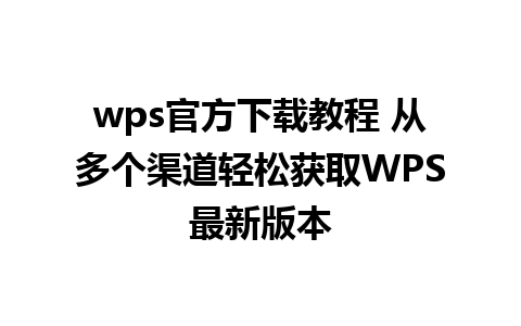 wps官方下载教程 从多个渠道轻松获取WPS最新版本