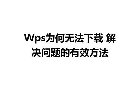 Wps为何无法下载 解决问题的有效方法