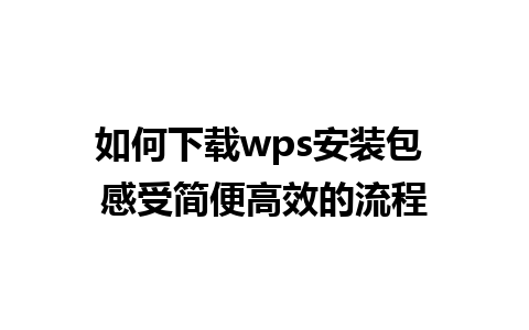 如何下载wps安装包 感受简便高效的流程