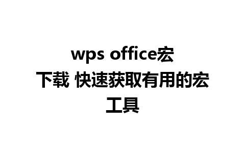 wps office宏下载 快速获取有用的宏工具