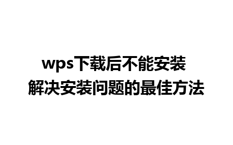 wps下载后不能安装 解决安装问题的最佳方法