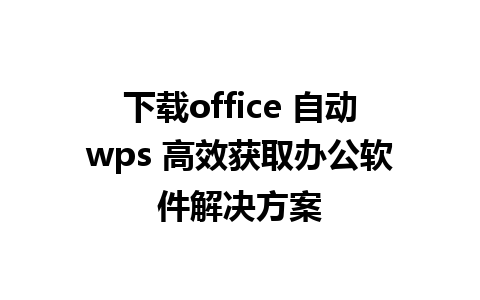 下载office 自动wps 高效获取办公软件解决方案