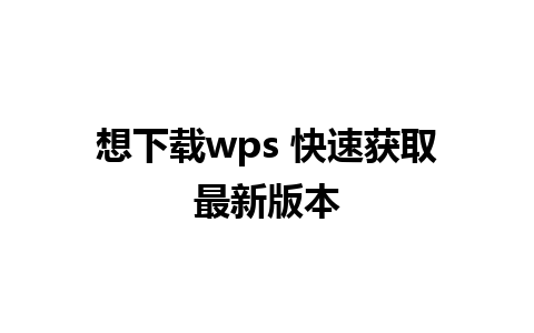 想下载wps 快速获取最新版本