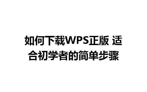 如何下载WPS正版 适合初学者的简单步骤