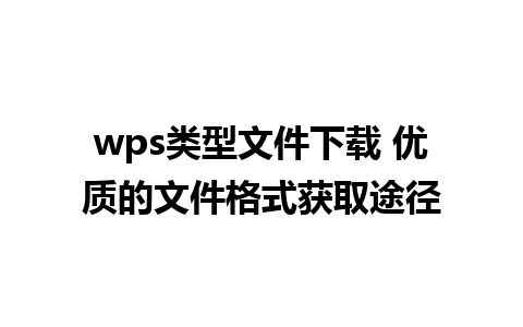 wps类型文件下载 优质的文件格式获取途径