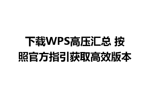 下载WPS高压汇总 按照官方指引获取高效版本