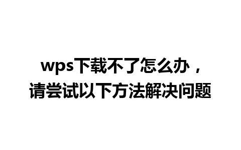 wps下载不了怎么办，请尝试以下方法解决问题