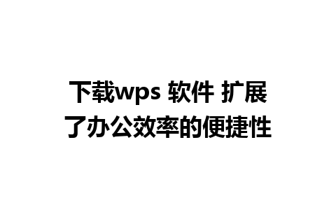 下载wps 软件 扩展了办公效率的便捷性