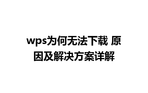 wps为何无法下载 原因及解决方案详解