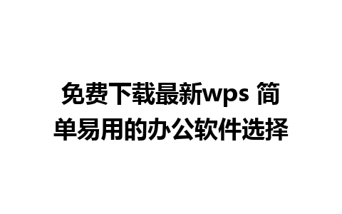 免费下载最新wps 简单易用的办公软件选择