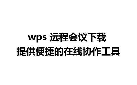 wps 远程会议下载 提供便捷的在线协作工具