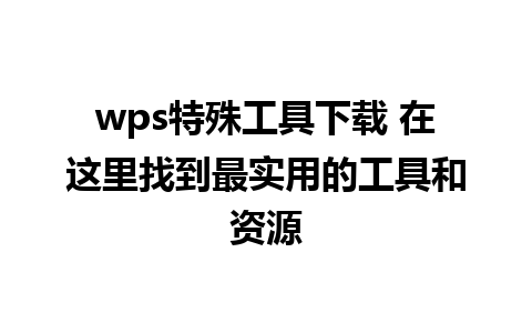 wps特殊工具下载 在这里找到最实用的工具和资源