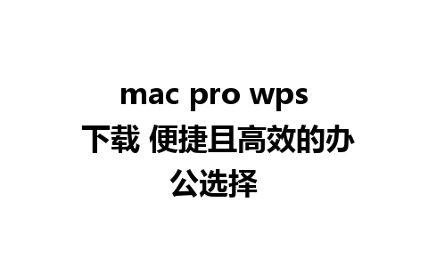 mac pro wps 下载 便捷且高效的办公选择