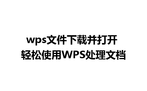 wps文件下载并打开 轻松使用WPS处理文档