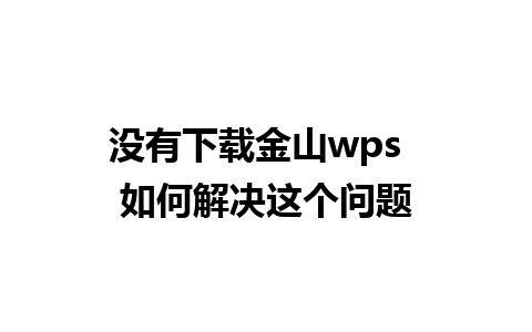 没有下载金山wps  如何解决这个问题