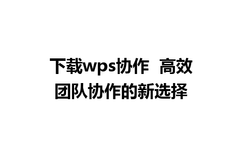 下载wps协作  高效团队协作的新选择