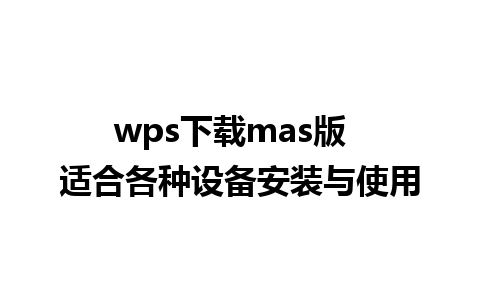 wps下载mas版  适合各种设备安装与使用