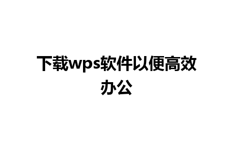 下载wps软件以便高效办公