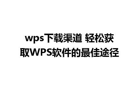 wps下载渠道 轻松获取WPS软件的最佳途径