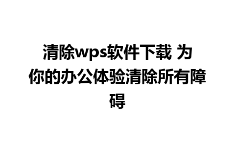 清除wps软件下载 为你的办公体验清除所有障碍