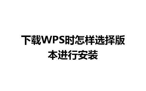 下载WPS时怎样选择版本进行安装