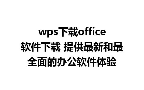 wps下载office软件下载 提供最新和最全面的办公软件体验