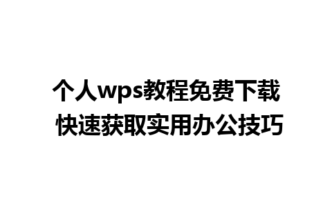 个人wps教程免费下载 快速获取实用办公技巧