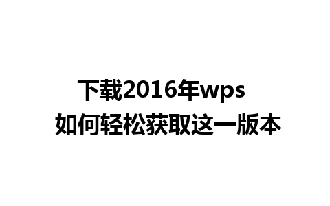 下载2016年wps  如何轻松获取这一版本