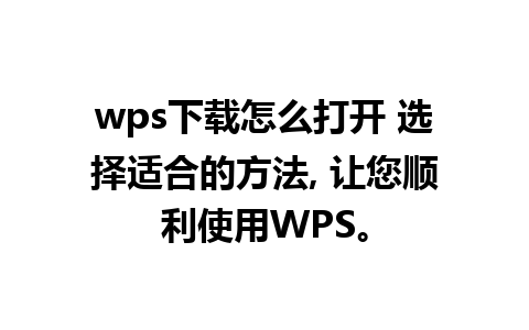 wps下载怎么打开 选择适合的方法, 让您顺利使用WPS。