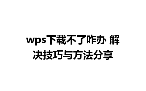 wps下载不了咋办 解决技巧与方法分享