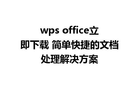 wps office立即下载 简单快捷的文档处理解决方案