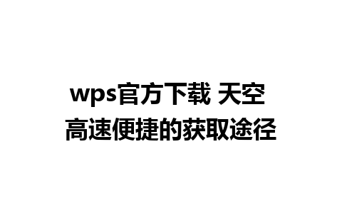 wps官方下载 天空 高速便捷的获取途径