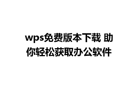 wps免费版本下载 助你轻松获取办公软件  
