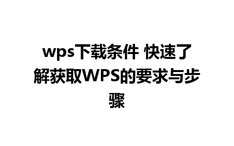 wps下载条件 快速了解获取WPS的要求与步骤