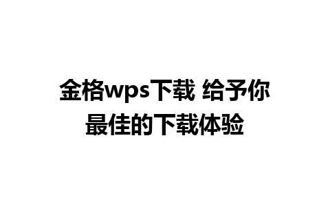 金格wps下载 给予你最佳的下载体验