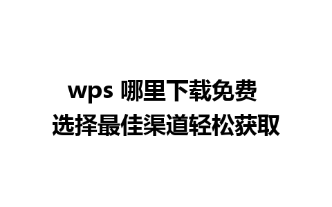 wps 哪里下载免费 选择最佳渠道轻松获取