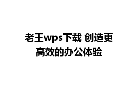 老王wps下载 创造更高效的办公体验