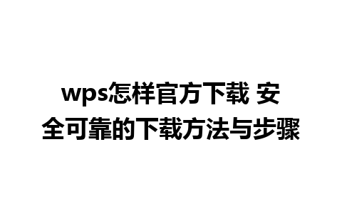 wps怎样官方下载 安全可靠的下载方法与步骤