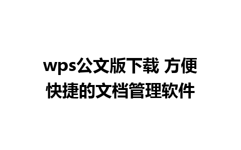 wps公文版下载 方便快捷的文档管理软件