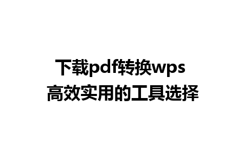 下载pdf转换wps 高效实用的工具选择