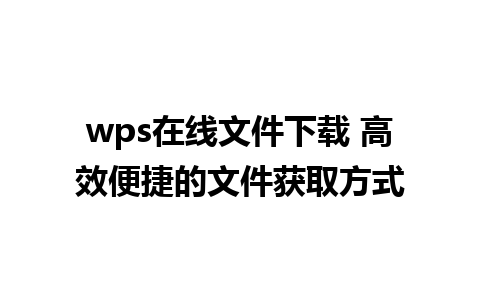 wps在线文件下载 高效便捷的文件获取方式